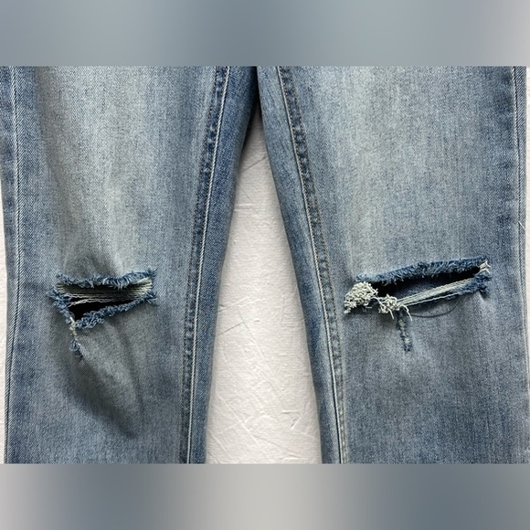 Women's Super-High Rise Distressed Slim Straight Jeans - Wild Fable™ Medium Wash - Picture 5 of 12